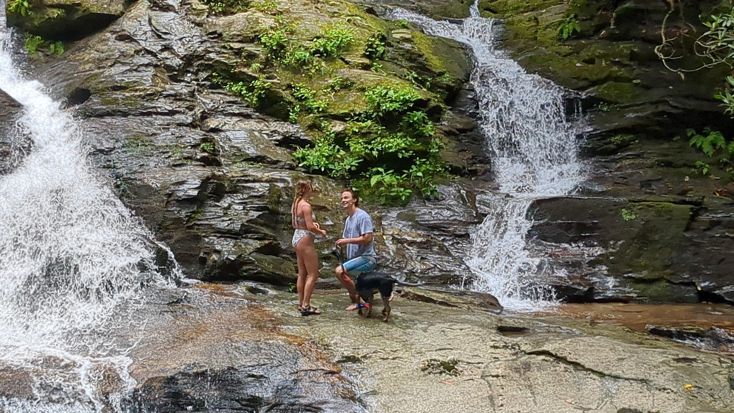 We got engaged at High Shoals Falls in Georgia!