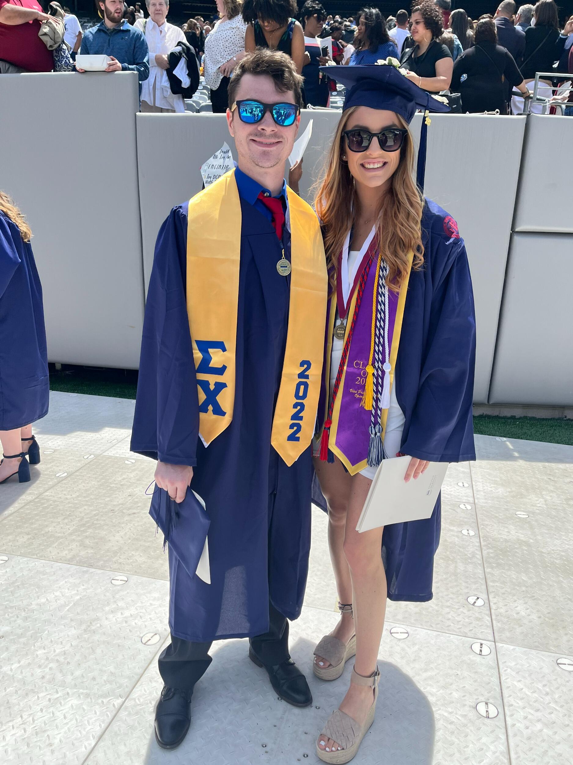 We graduated college together from Fairleigh Dickinson University! Both of us achieving bachelor's degrees. Our families were able to celebrate together this amazing accomplishment!