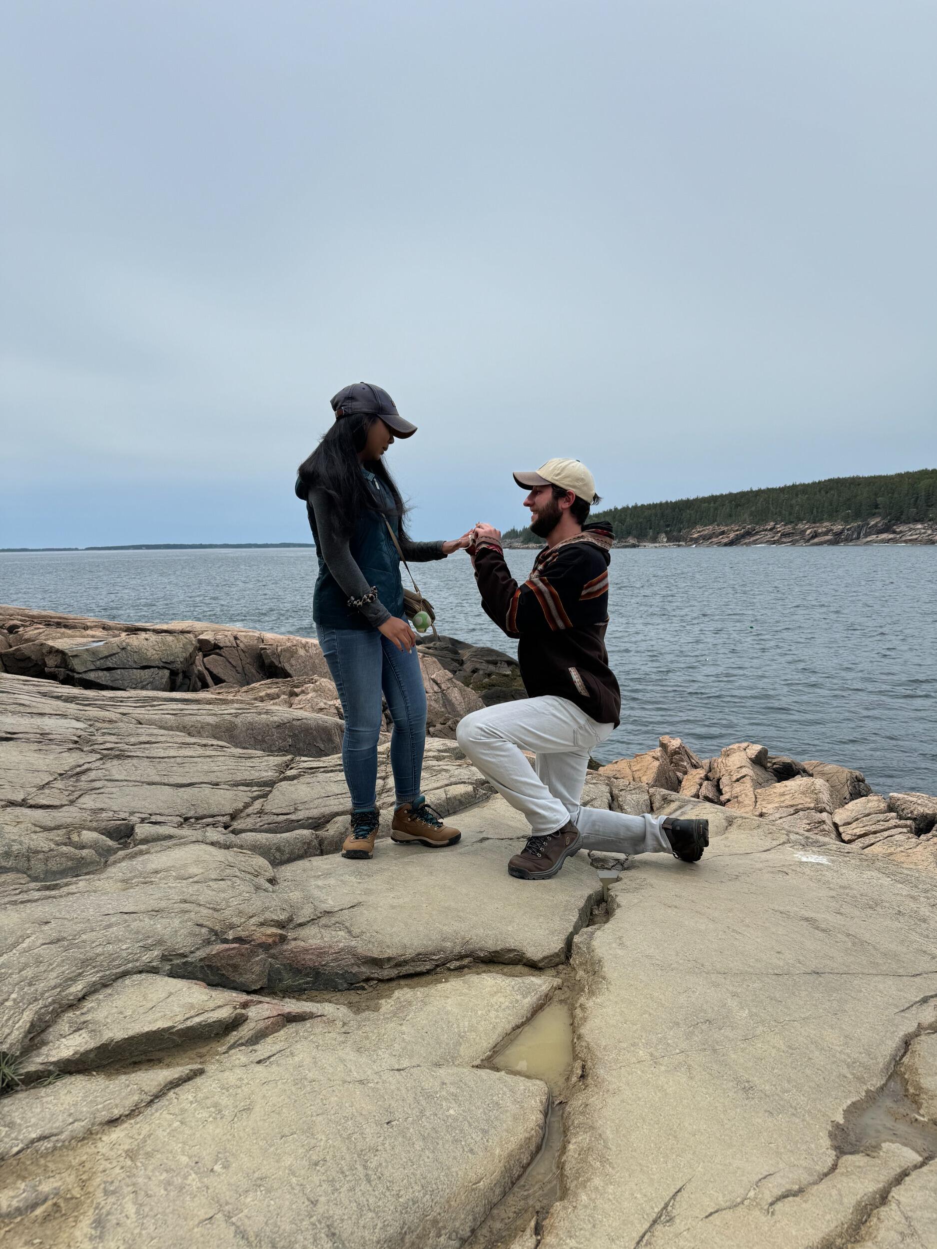 Evan popped the question in Acadia National Park at Otter Point. Lots of happy tears :)