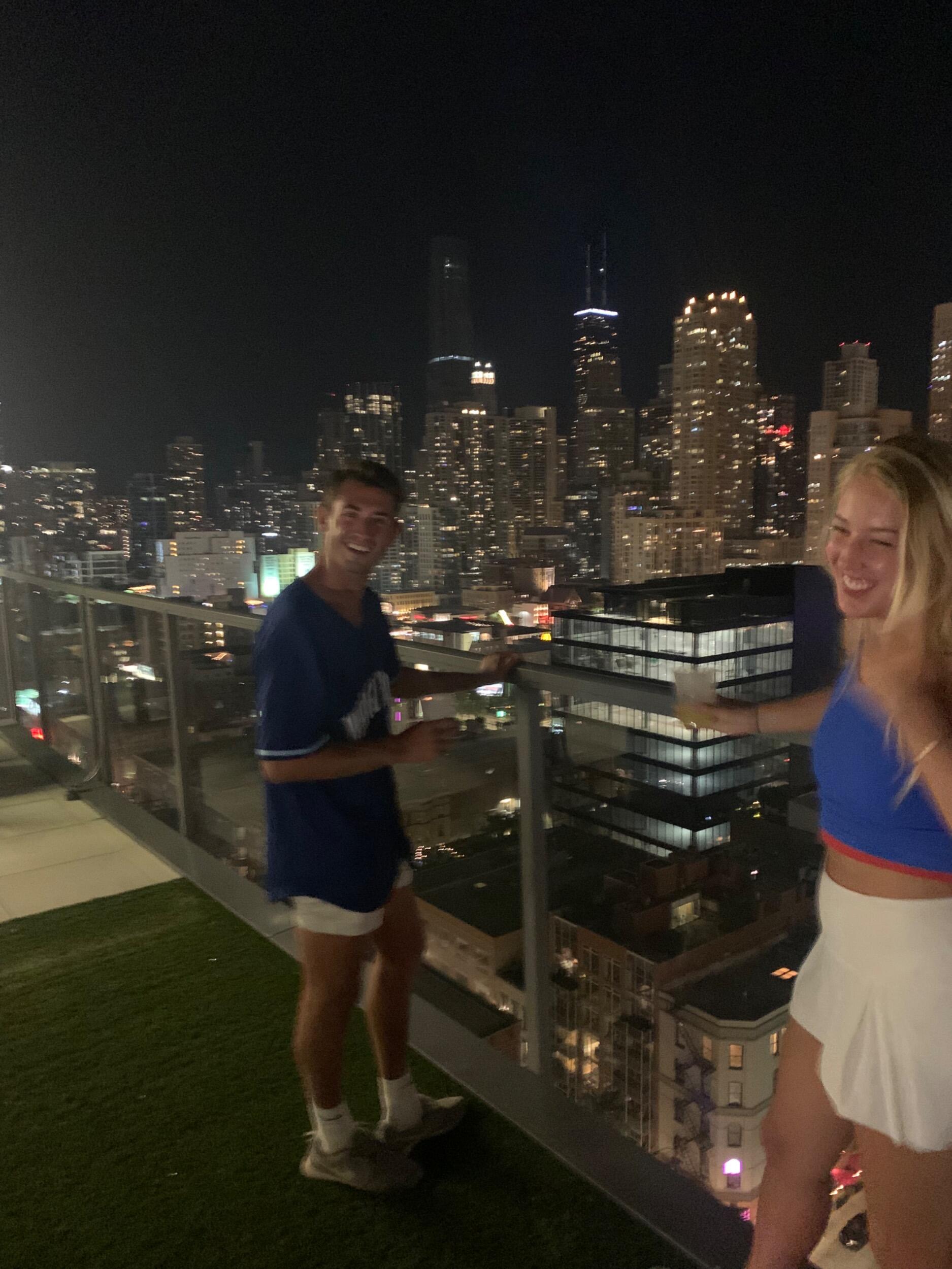 A little embarrassed to take a picture together after a date at a Cubs game. So bashful!
