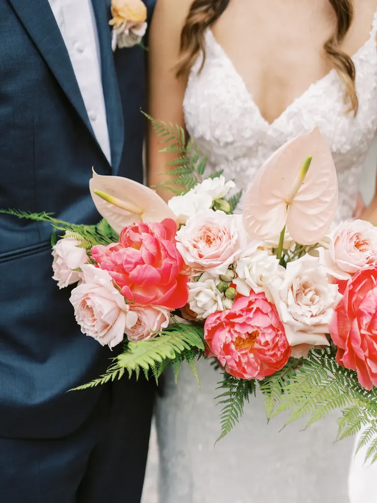 Peony and Rose Spring Flower Wedding Bouquet