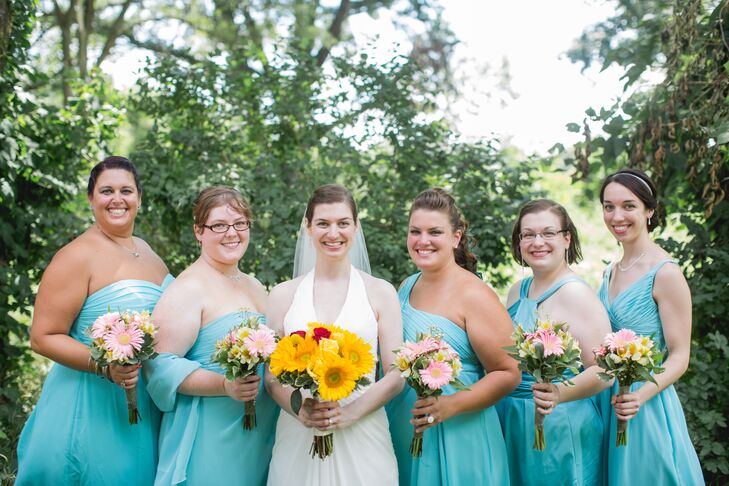 turquoise and silver bridesmaid dresses