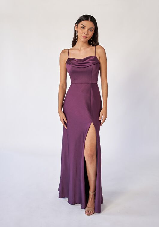 spaghetti strap crepe-back satin bridesmaid dress B2 Bridesmaids by Jasmine B263070 Bridesmaid Dress