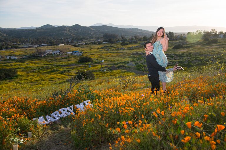Nhi proposed to Julie during a superbloom in Perris, CA
