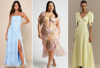 Three spring wedding guest dresses