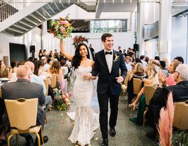 Seattle couple during wedding recessional