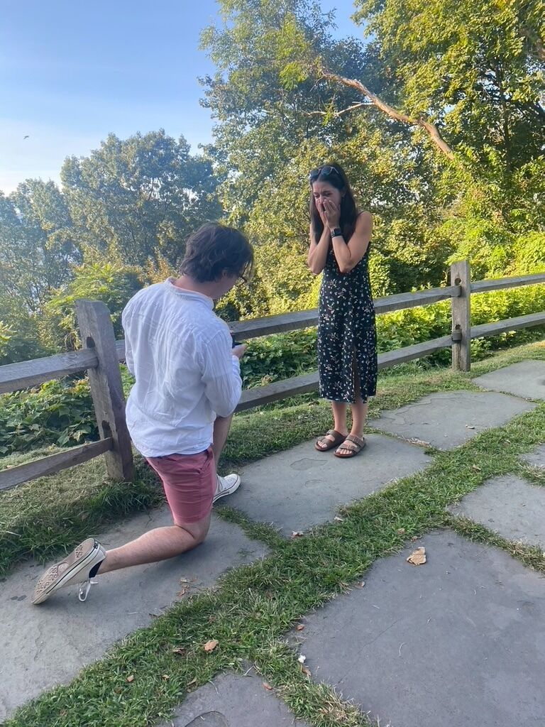 The day Brian proposed in Sea Cliff, NY and I said yes!