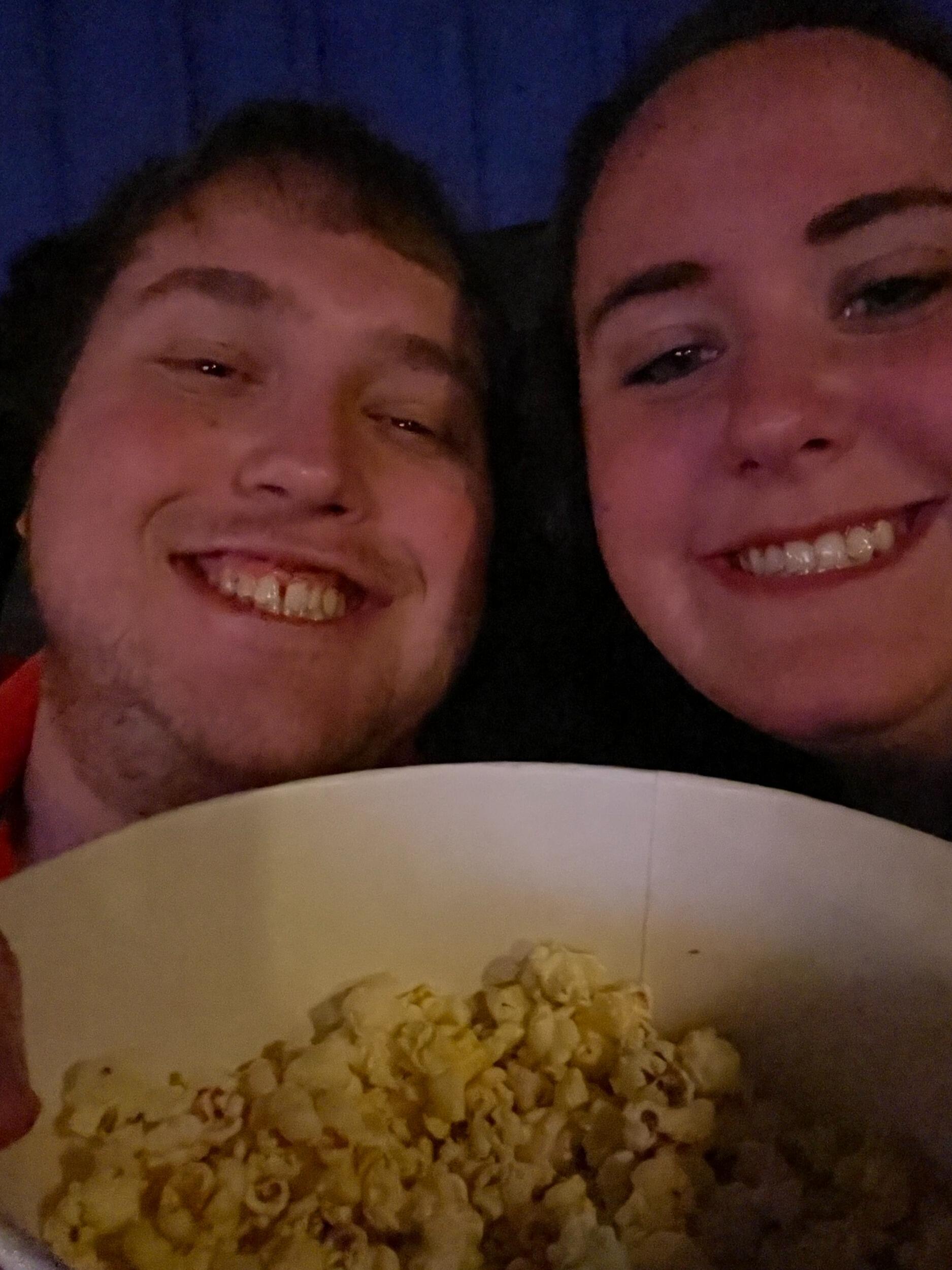 Sarah & Brett have seen so many movies together and enjoyed delicious, buttery popcorn!