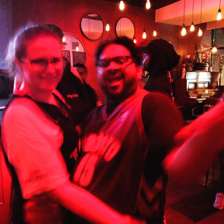 2:32 am, Jerome and Amanda celebrate the NBA CHAMPIONS THE TORONTO RAPTORS. 