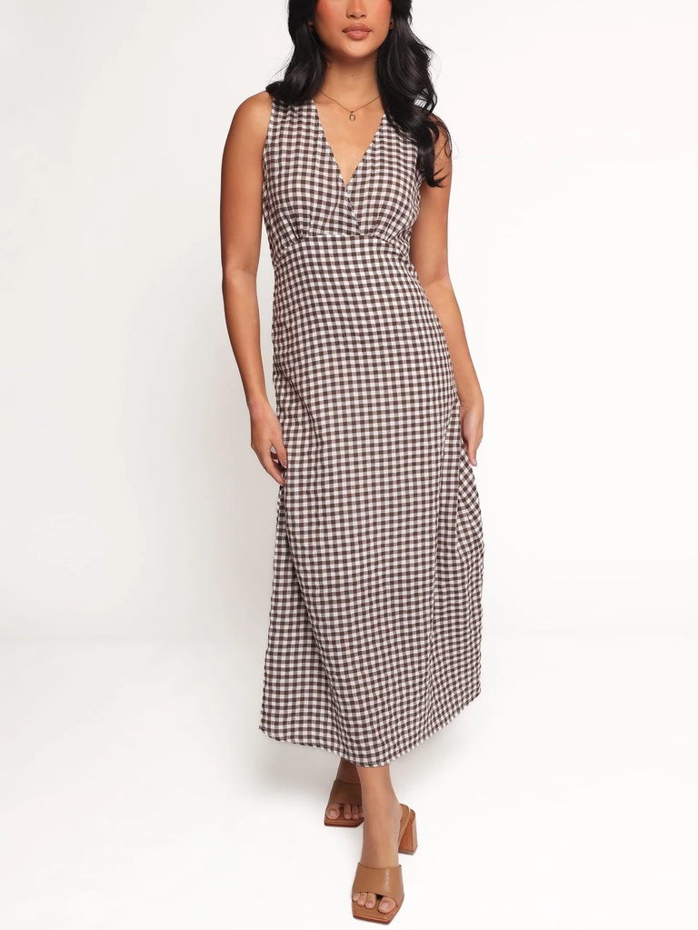 Petal & Pup brown gingham midi dress