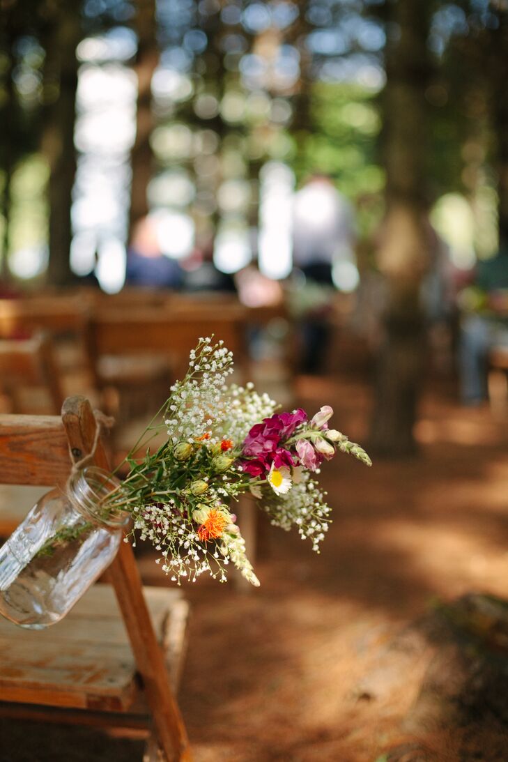 Simple Wildflower Rustic Ceremony Aisle Decor