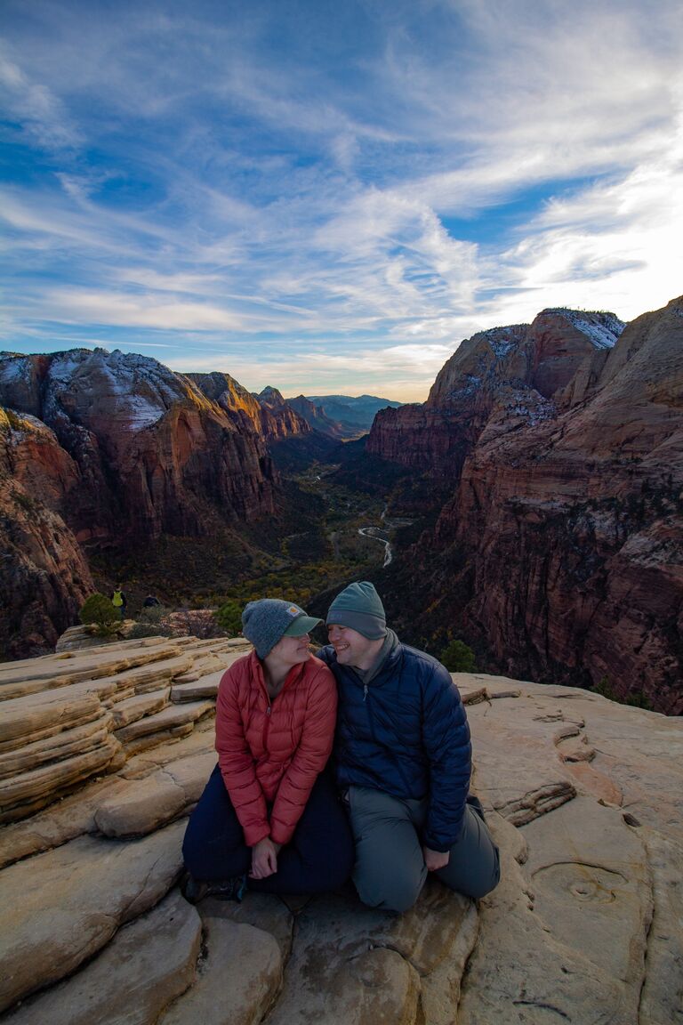 We braved the elevation gain and the chains to make it to the top of Angel's Landing in Zion National Park. The view was definitely worth the struggle!