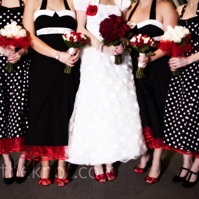 black dress with red and white flowers