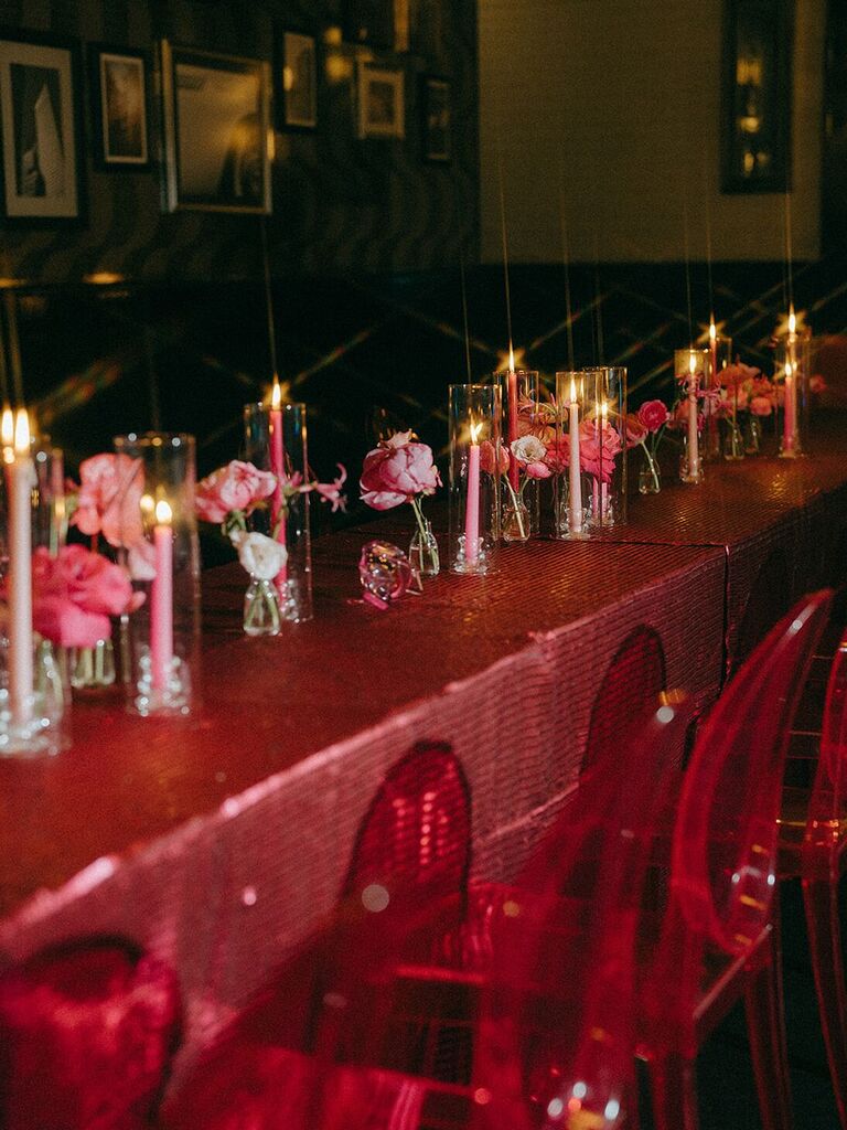 Pink flower and candles