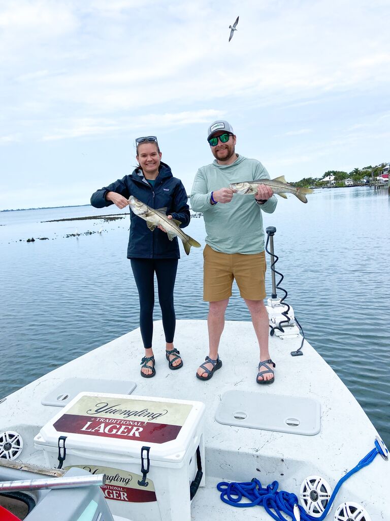 Fishing in Sarasota with Laurel's parents - Andrew and Laurel's favorite memory is when Andrew hooked a seagull. Don't worry the bird was fine!