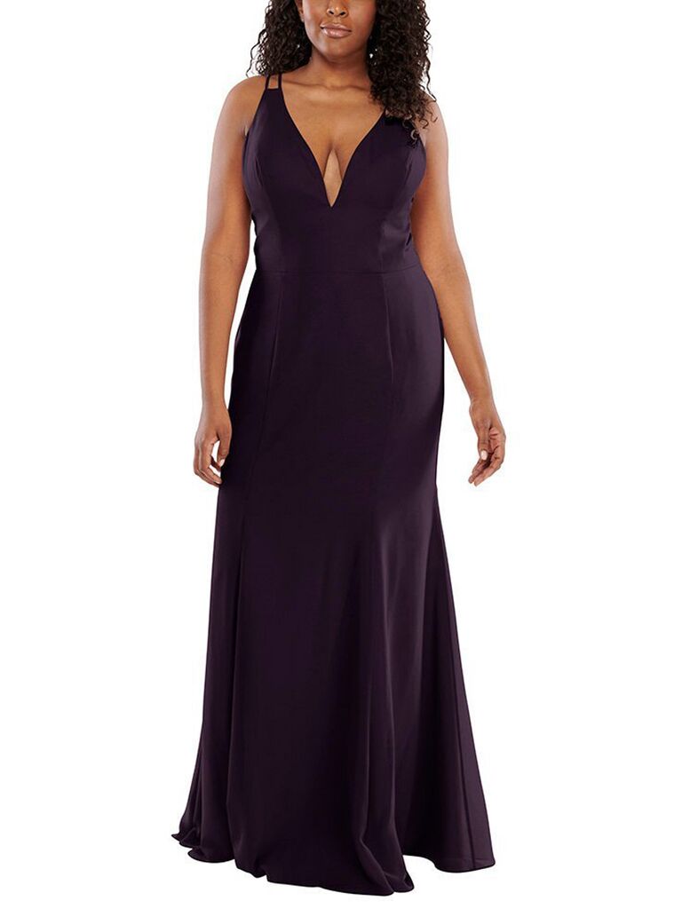 Dark purple plus hot sale size bridesmaid dresses