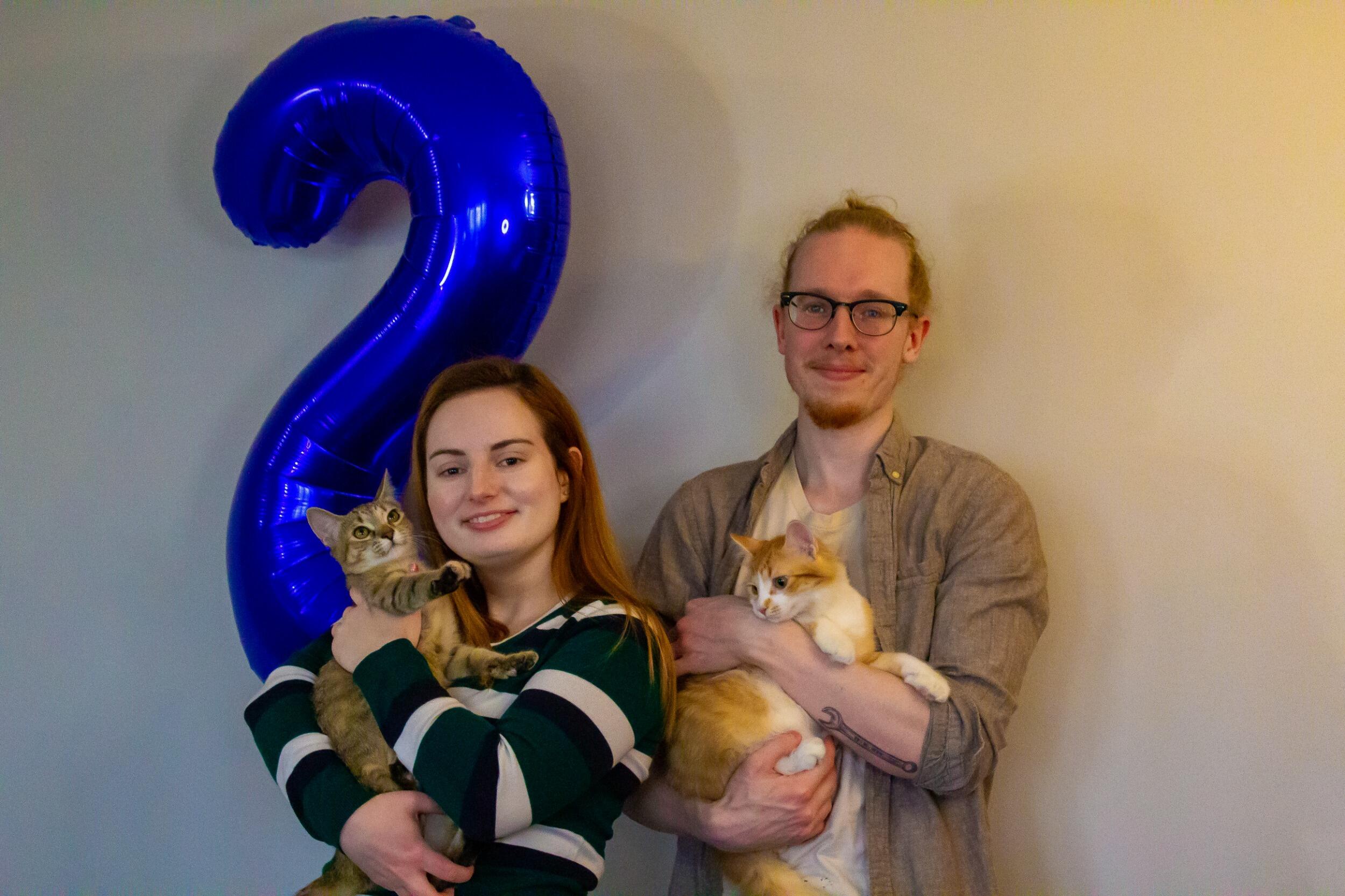 Two years together, in our new home, with Dexter and Nevada.