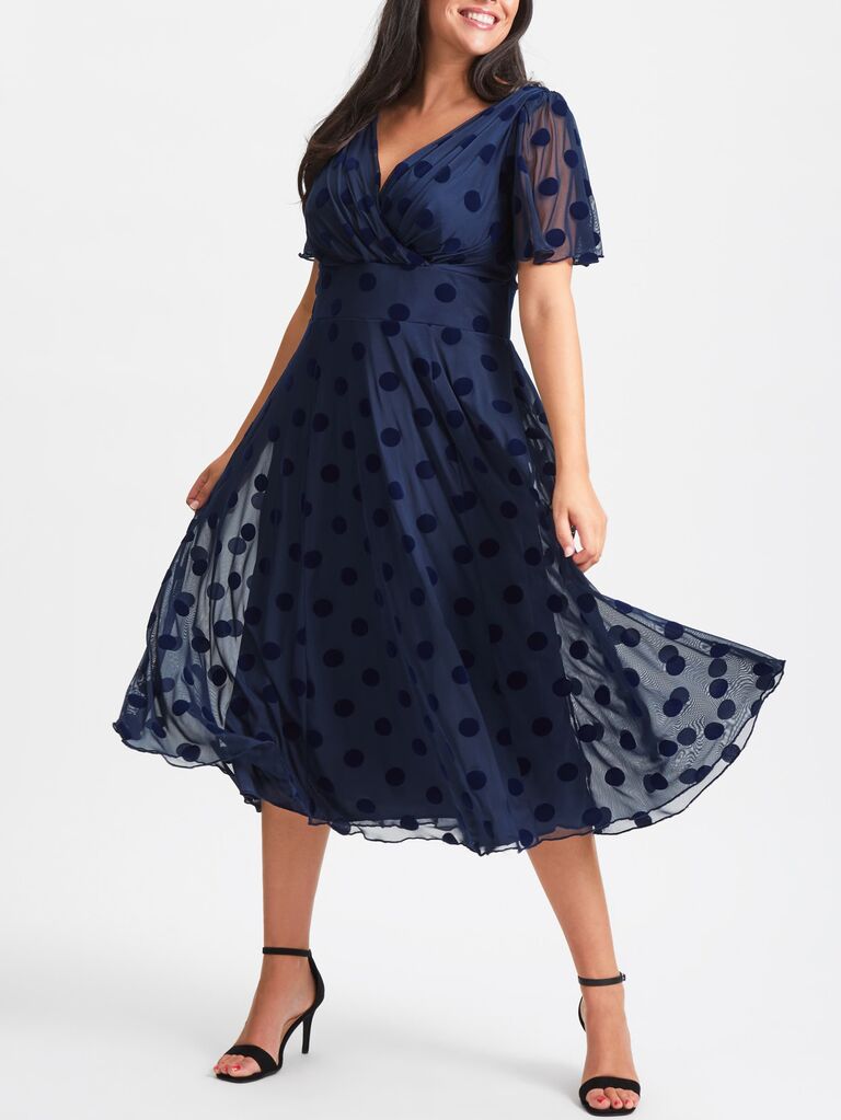 Scarlett & Jo velvet polka dot midi cocktail wedding guest dress