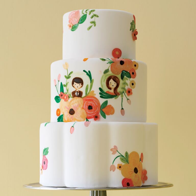 illustrated unique wedding cake
