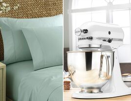 Two registry items: bedding and stand mixer