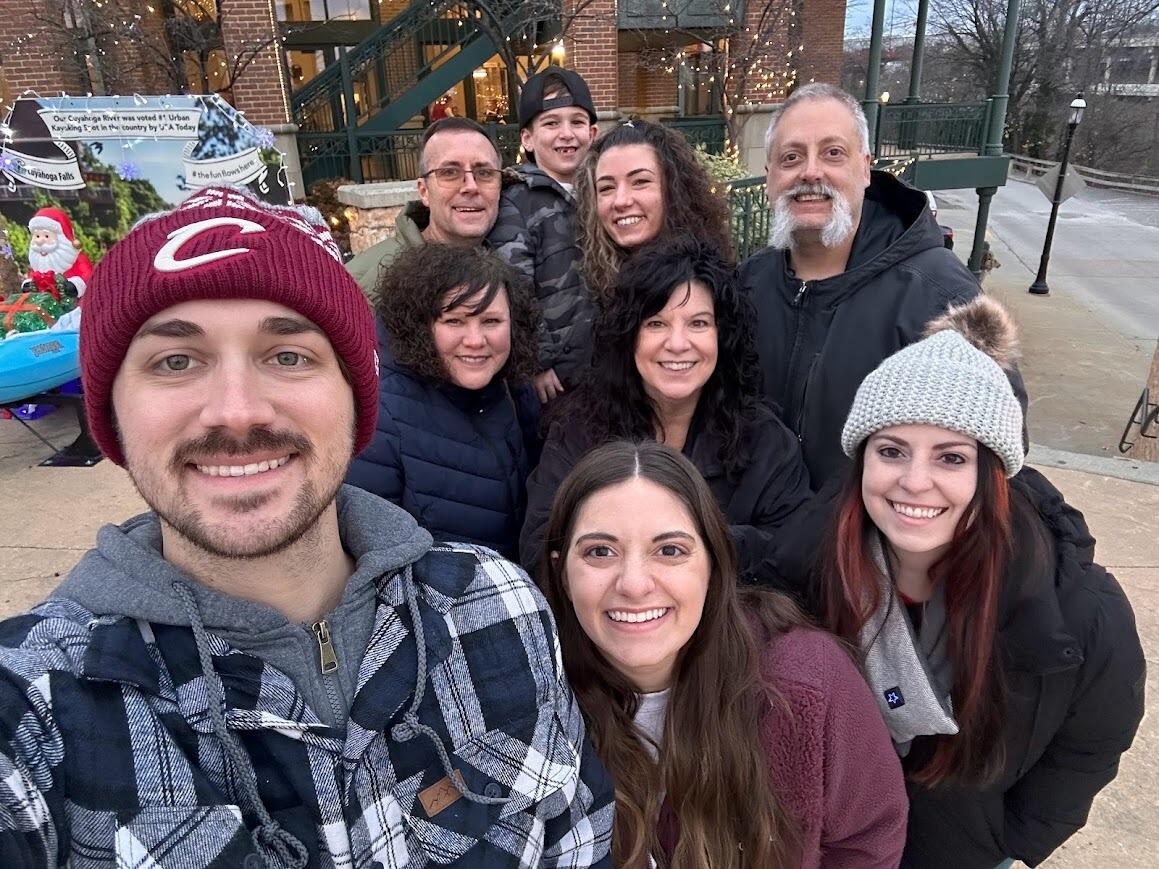 Christmas tree lighting in Cuyahoga Falls, Ohio with the family.