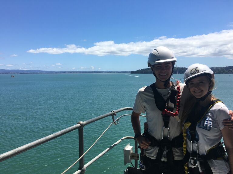 Bungee jumping off of the Auckland bridge, New Zealand 🇳🇿