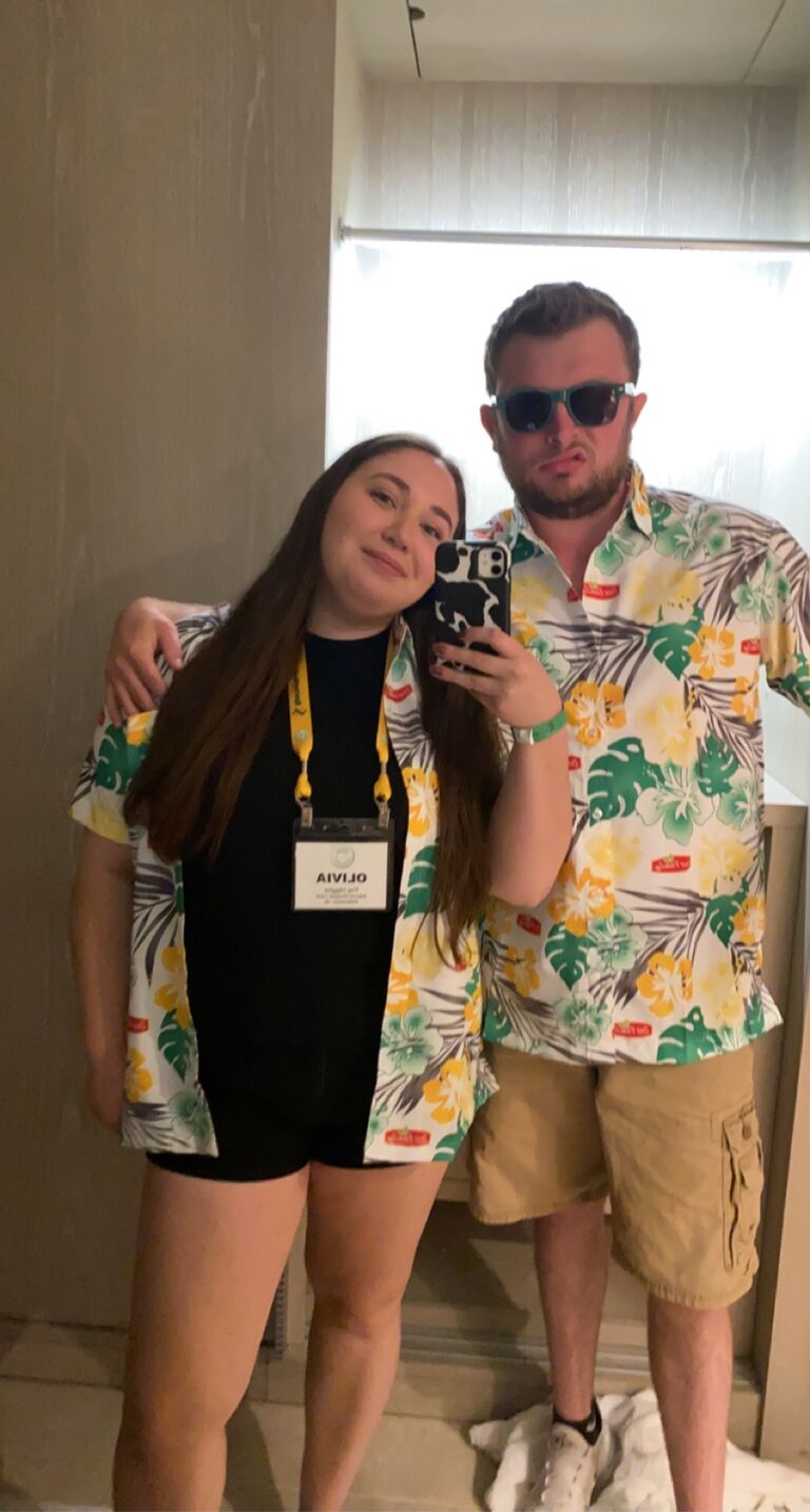 In Florida for an awards conference for Olivias work. Fun fact: Kyle loves a good Hawaiian shirt. About 4 years 10 months. 