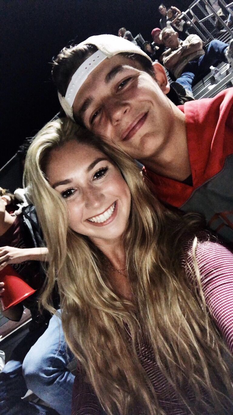 Addison and Logan's first picture at their first official date in person in Galt, California. They went to Galt High's Friday night football game followed by Mcdonald's soft serves, dancing to country music, and looking under the stars 