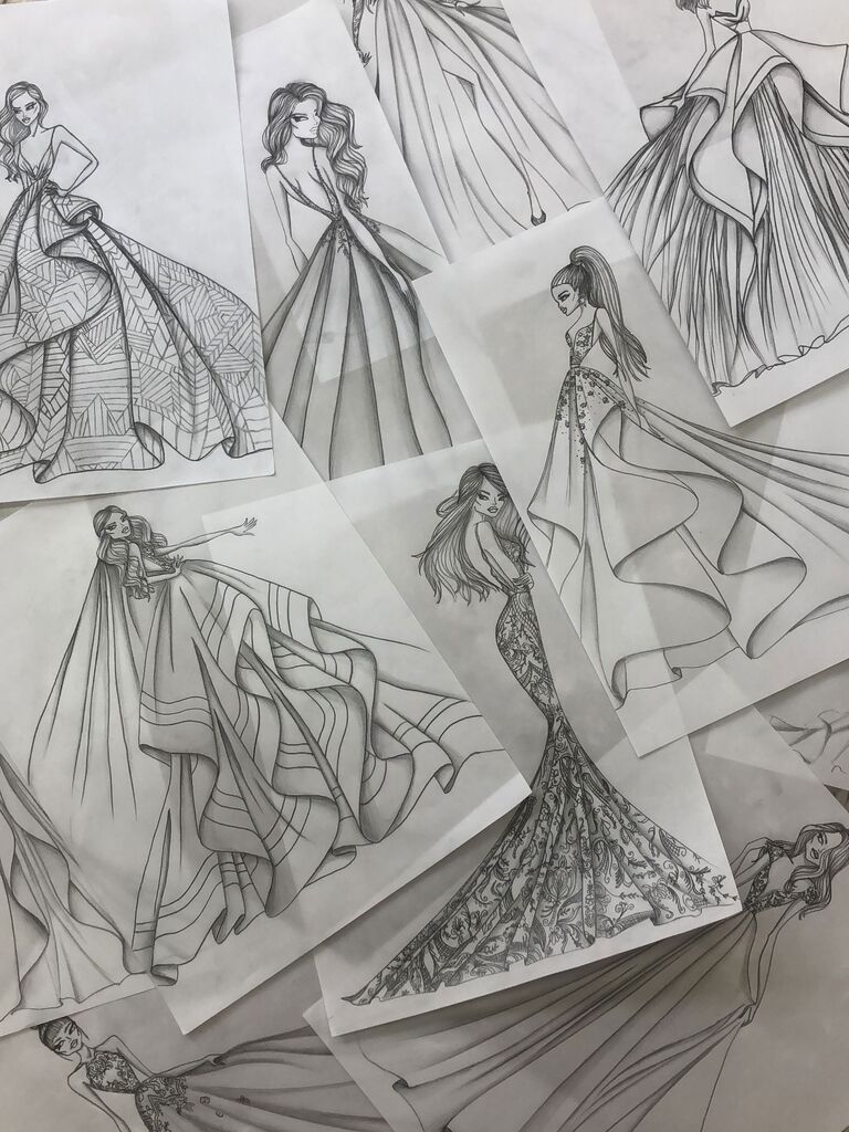 Hayley Paige's wedding dress sketches