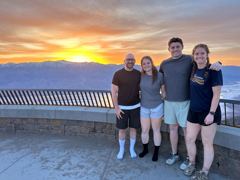 Sunset in Death Valley. The day of the proposal, we all went to Dante's Lookout, covered in salt from Lake Manly and tired from miles of hiking to see an incredible sunset.