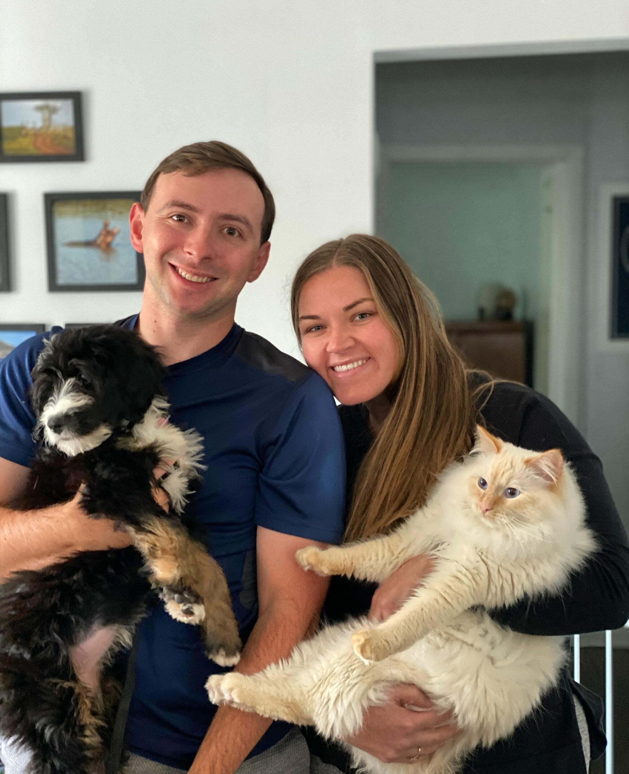 Our second furry child, Luna, joins the family. 