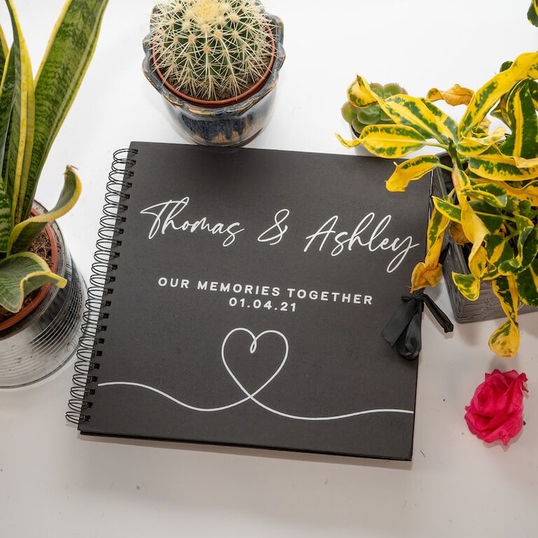 Personalized engagement photo album by Peach and Pear Studios on Etsy. 