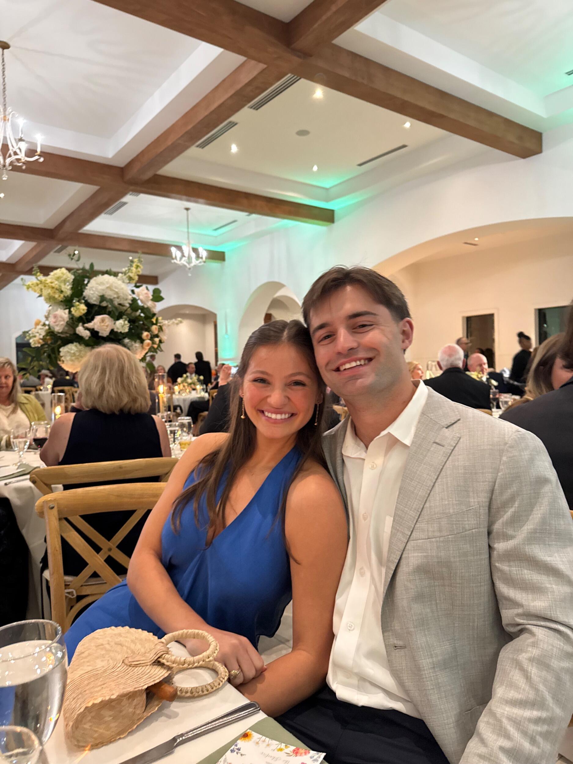 At a wedding, the night before Michael would propose to Clare!