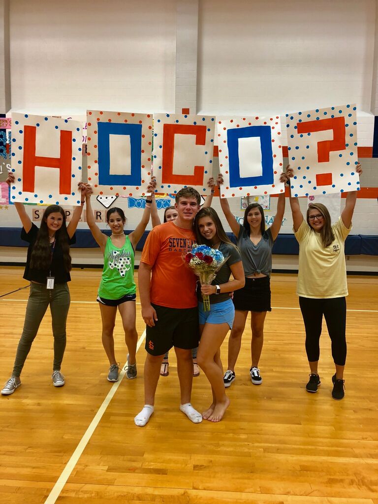 Peyton asked Olivia to junior homecoming by getting a little help from Abby Gatz (bridesmaid) in choreographing a surprise dance that Peyton and four of his baseball friends performed!