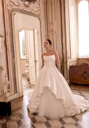 Strapless Mikado High-Low Ball Gown with Bubble Hem