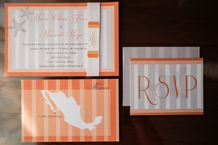 Orange Destination Wedding Invitation Suite