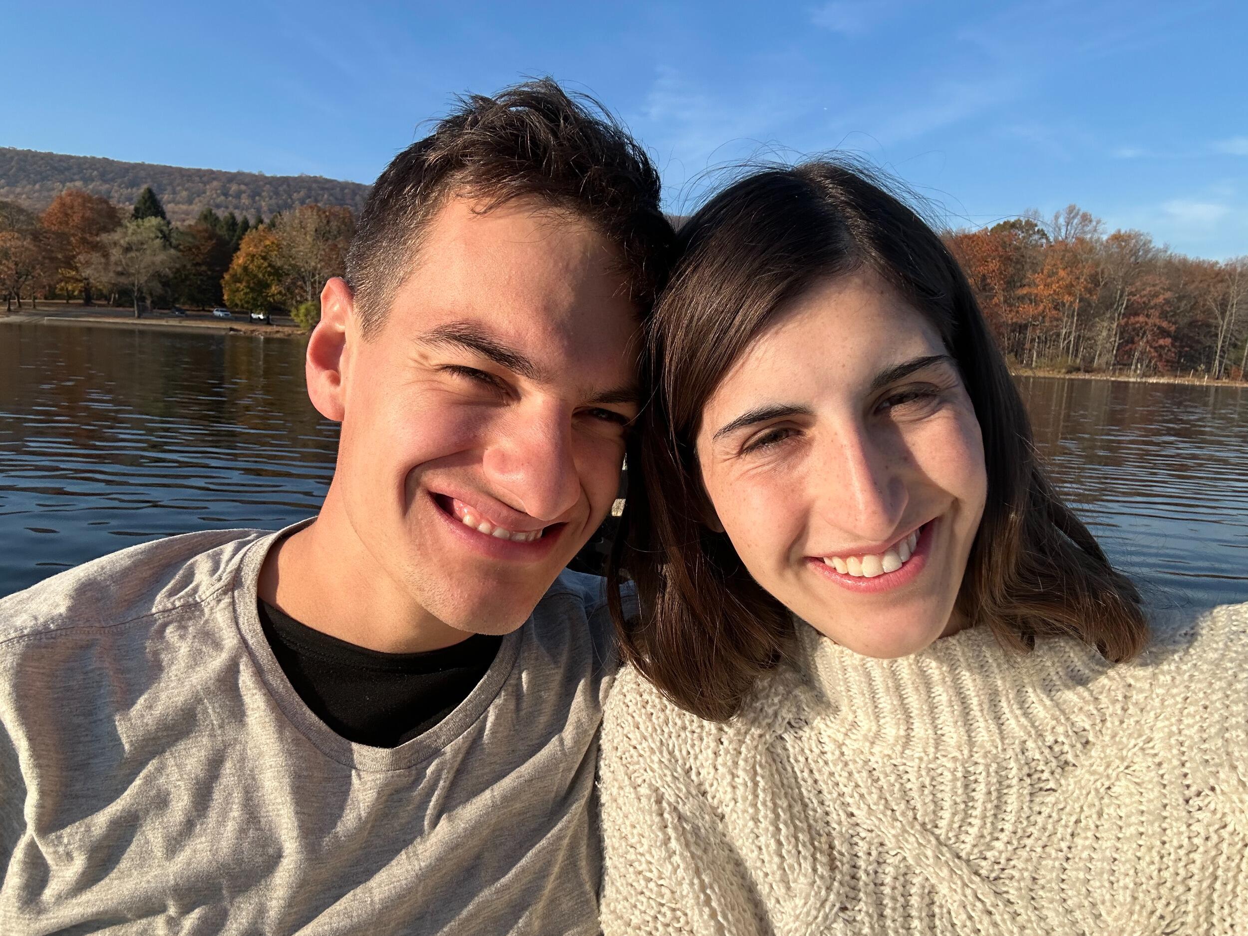 Nate and Jackie celebrating their two and a half year anniversary with a canoe picnic :)