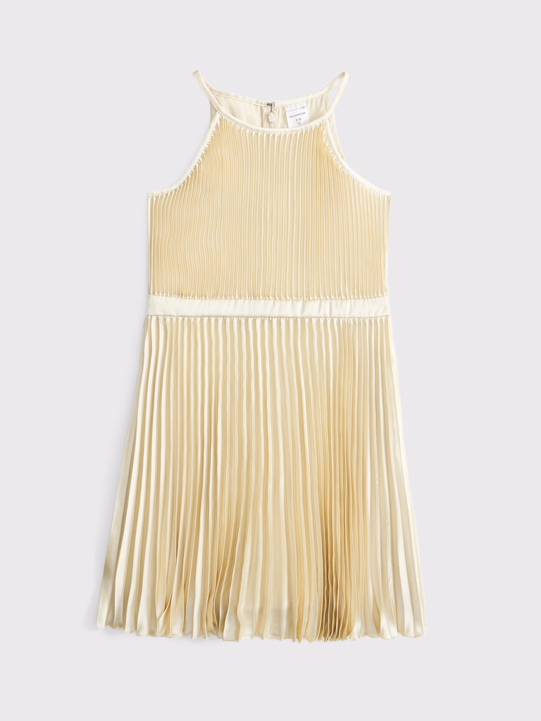 Gold pleated high neck girls dress from Abercrombie & Fitch