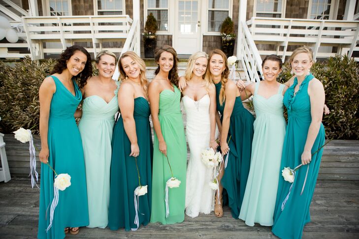 blue green wedding dress