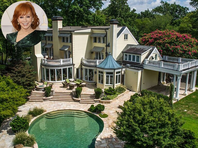 Luxury estate property with a pool in Nasvhille; Inset: Reba McEntire