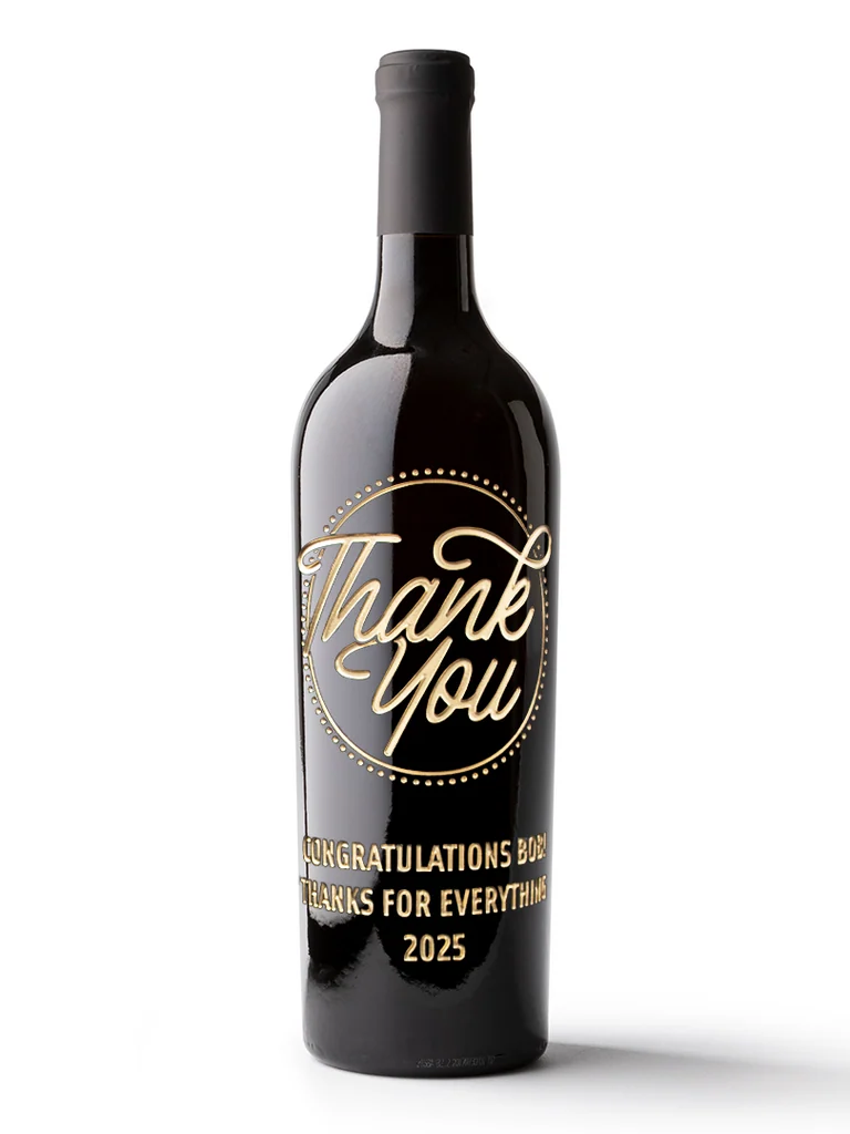 Mano's Wine engraved wine bottle