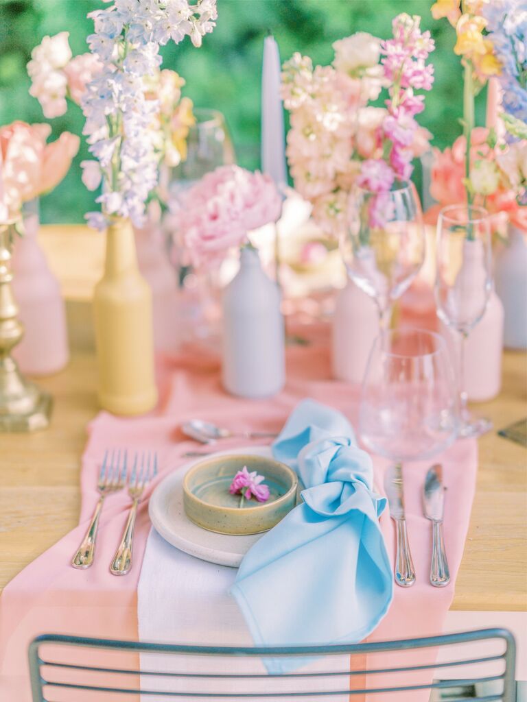 pastel wedding tablescape
