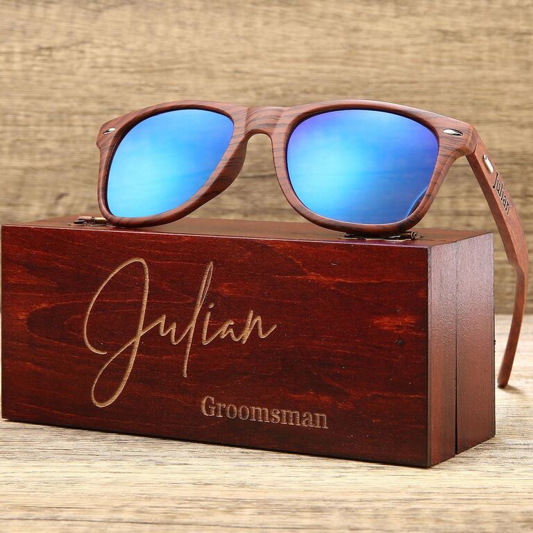 Wooden groomsman sunglasses for best man