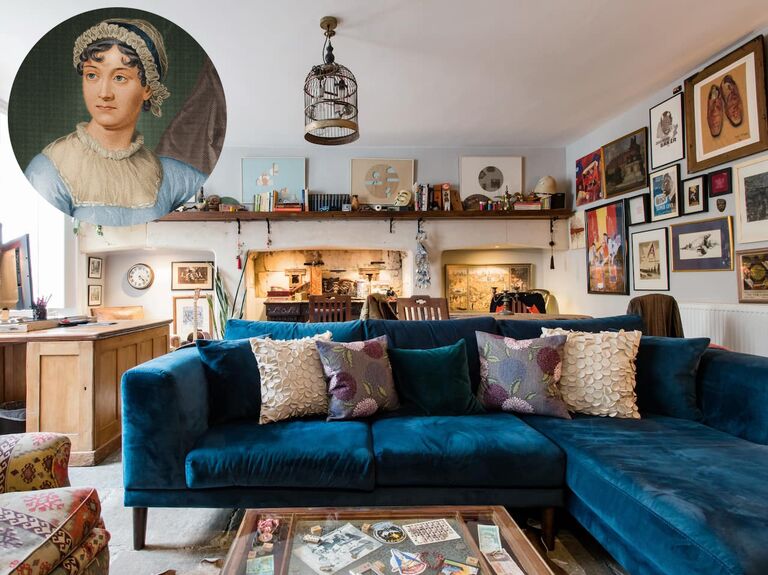 Restored home of Jane Austen; Inset: Jane Austen