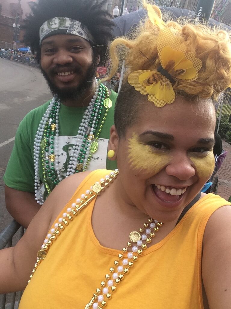 We partied on Mardi Gras as the embodiment of Green and Yellow.