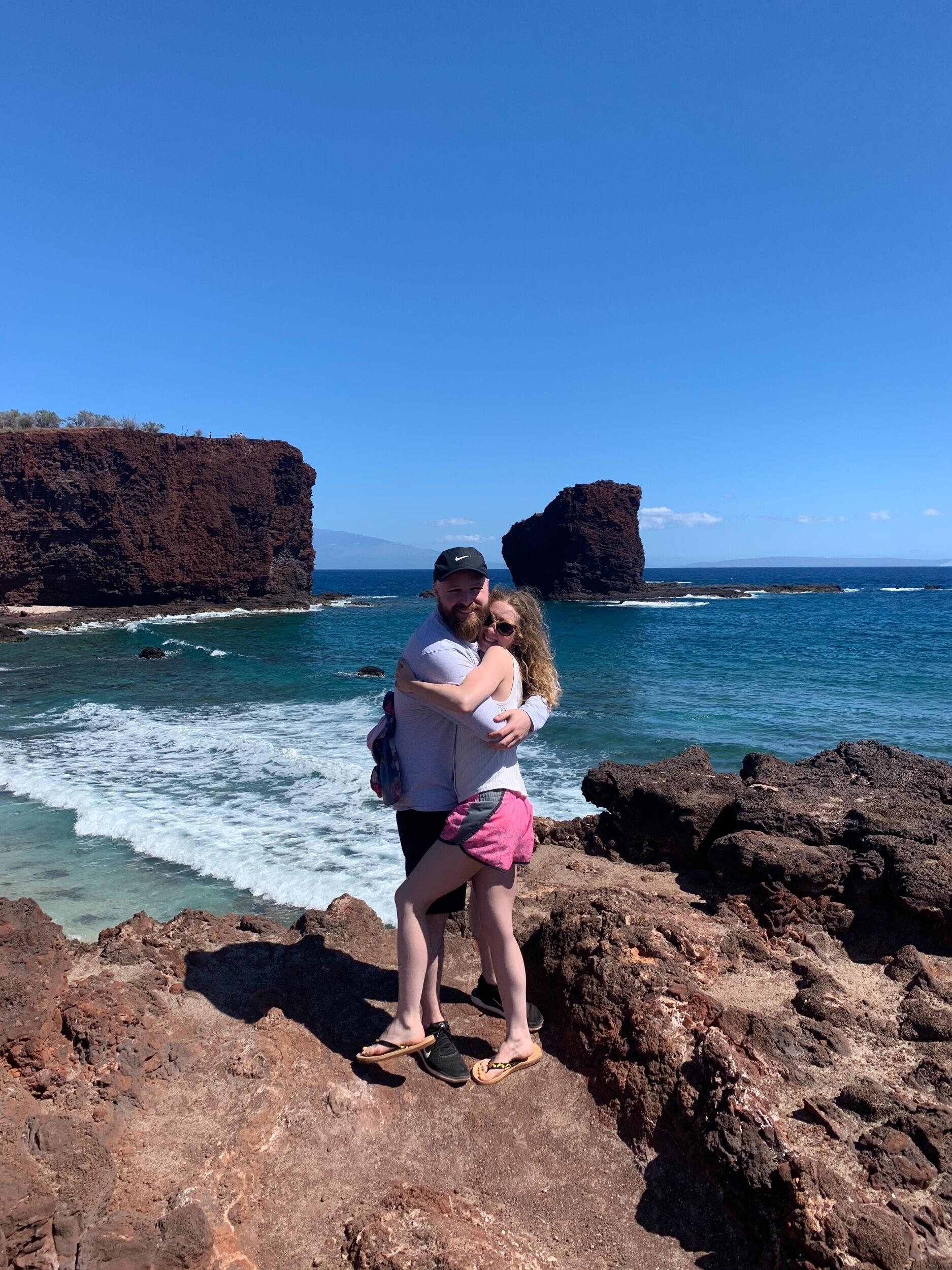 Just before Covid struck, we managed our second trip to Maui, Hawaii. We also visited the neighboring island of Lanai where this photo was taken in front of Puu Pehe a.k.a "Sweetheart's Rock". 