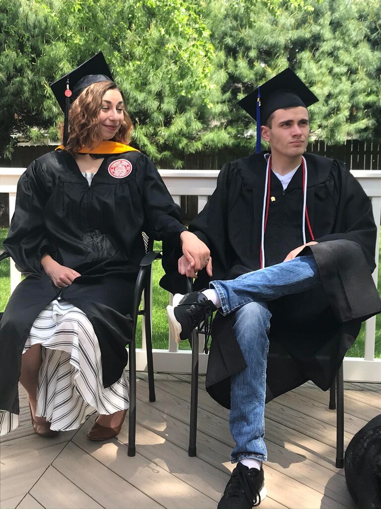We graduated! Sam with her master's from Illinois State and Liam with his bachelor's from Millikin. Best COVID graduation ever!