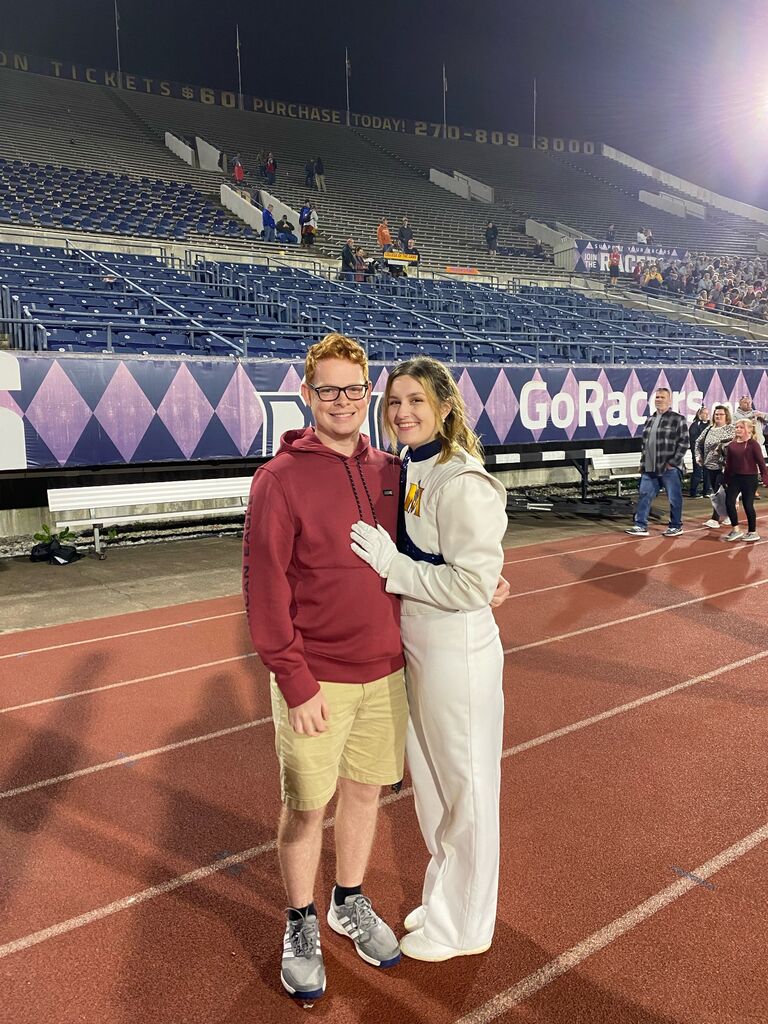 Festival of Champions! Kaytie was a drum major in college where they held a huge competition for high schoolers. Matthew came to see her perform that night. 