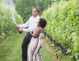 couple celebrating engagement anniversary