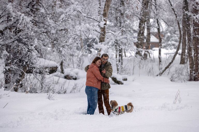 On the day we got engaged, the snow was almost as deep as Ginger was tall, and she was only minimally focused on the camera.